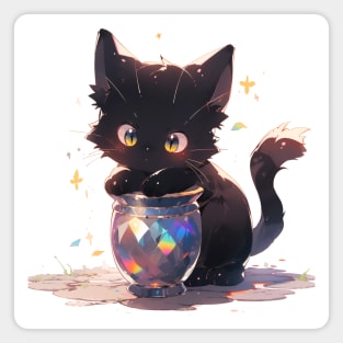 Black Cat and Magical Jar Magnet